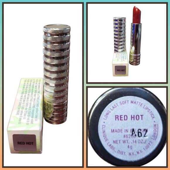 Clinique RARE DISCONTINUED ~ RED HOT Long Last Soft Matte Lipstick Full Size NEW - Picture 1 of 6